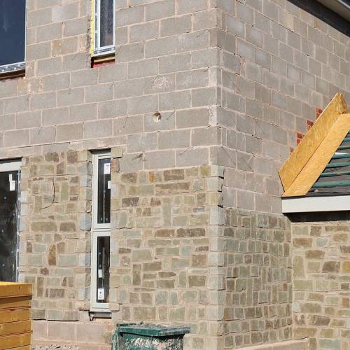 New house construction stone cladding
